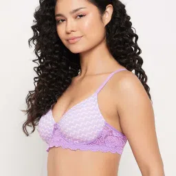 Clovia Purple Printed Bra image 3