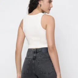 Guess Colette Rib Smooth Ocean Salt Ribbed Square Neck Regular Fit Tank Top image 2