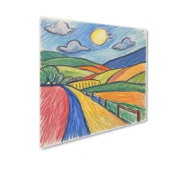 Nestroots Crayon Hand Drawn White Frame Landscape Canvas Wall Painting - Set of 2 image 3