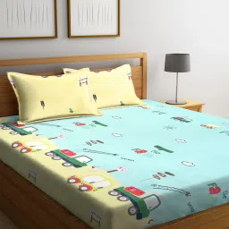 Klotthe Printed Multicolor 210 TC Cotton Blend King 2 Bed Sheets with 4 Pillow Covers image 2
