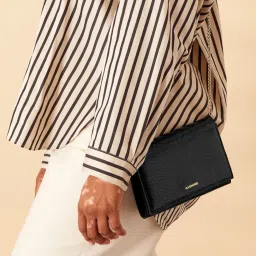 Accessorize London Black Textured Small Sling Handbag image 2