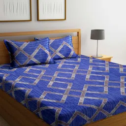 Klotthe Printed Multicolor 210 TC Cotton Blend Double 2 Bed Sheets with 4 Pillow Covers image 2