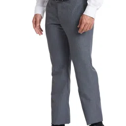 Park Avenue Grey Regular Fit Houndstooth Trousers image 3