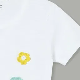 Fame Forever by Lifestyle Girls White Cotton Embroidered T-Shirt image 3