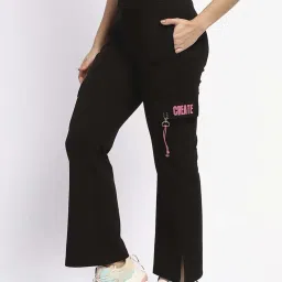 MADAME M Secret Black Plain Track Pant image 3