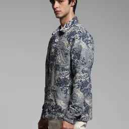 Jack & Jones Grey Cotton Regular Fit Printed Jacket image 3