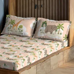 DDecor Fable Bedding Printed Orange 136 TC Cotton Double Bedsheet with 2 Pillow Covers image 2