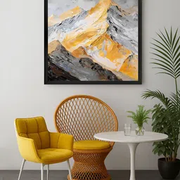 999Store Grey & Yellow Canvas Mountain Landscape Wall Art image 3