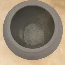 Ugaoo Rib Bowl Grey Stone Plastic Large Planter image 3