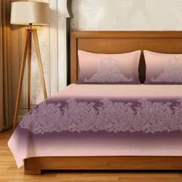 Urban Space Mauve Printed King Bed Sheets Sets With Pillow Covers-picture-14