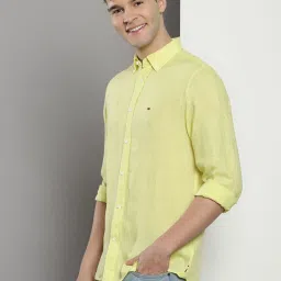 Tommy Hilfiger Yellow Linen Regular Fit Shirt image 3