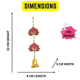 CraftVatika Yellow & Pink 10 Pieces Textured Wooden Lotus Latkan Torans image 4