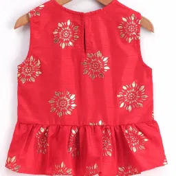 TWISHA Kids Red & Yellow Printed Top with Dhoti image 2