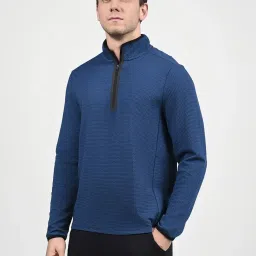 Skechers Blue Regular Fit Texture Jacket image 3