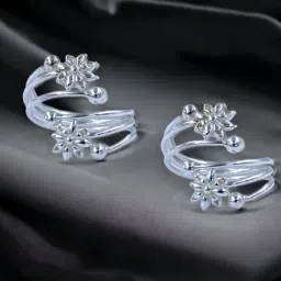 Taraash 92.5 Sterling Silver Floral Toe Rings for Women-picture-19
