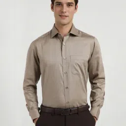 Allen Solly Brown Cotton Regular fit Solid Formal Shirt-picture-40
