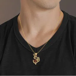 C. Krishniah Chetty Group Divine Rudraksha with Om and Trident Symbol Design Pendant image 3