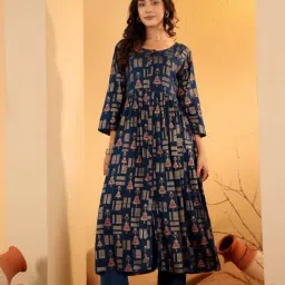 Varanga Navy Blue Printed Kurta-picture-40