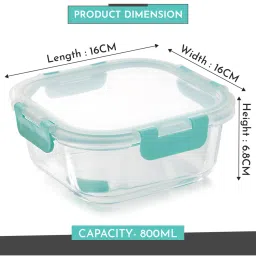 MAGNUS Solid Green Borosilicate 800ml Square Container image 3