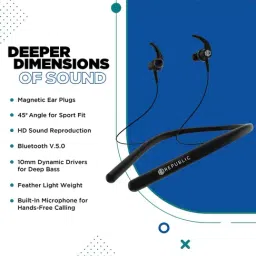 Nu Republic Rebop 3 EVO Bluetooth Wireless Neckband With Mic X-Bass IPx5 BTv5.0 Voice (Black) image 2