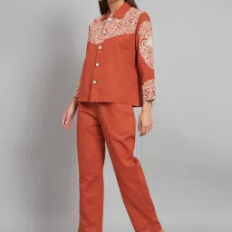 Newd Orange Cotton Blend Printed Co-Ord Set image 3
