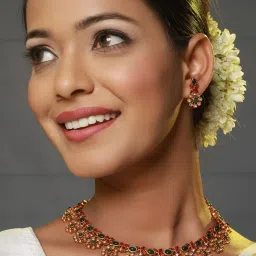 Aatmana Gold-Plated Stone-Studded & Beaded Handcrafted Necklace Set image 2