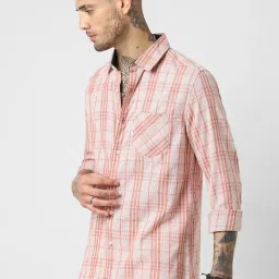 Vastrado Pink Cotton Relaxed Fit Checks Shirt image 3