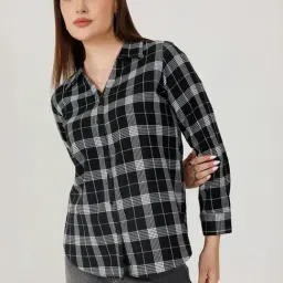 Mustard Black & White Chequered Casual Shirts-picture-29