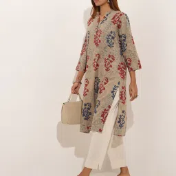 Utsa by Westside Indigo Botanical Printed Straight Cotton Kurta image 3