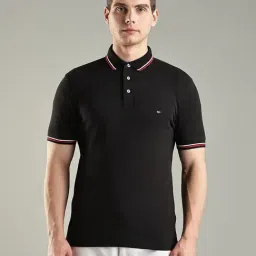 TOMMY HILFIGER Black Slim Fit Cotton Polo T-Shirt-picture-36