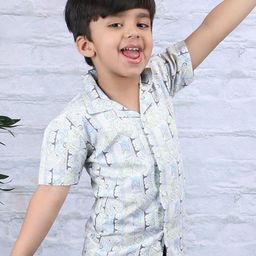 Polka Tots Boys Abstract Printed Short Sleeves Pure Cotton Shirt-picture-34