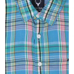 Allen Solly Junior Boys Blue Checks Full Sleeves Shirt image 3