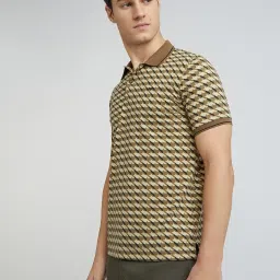 Park Avenue Beige Slim Fit Printed Polo T-Shirt image 3