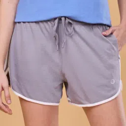 Enamor Grey Cotton Striped Lounge Shorts-image-78