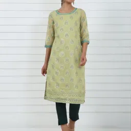 Aurelia Green Regular Fit Printed Kurta-image-98