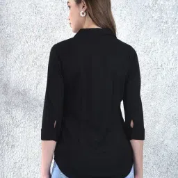 Crimsoune Club Black Solid Three-Quarter Sleeves Shirt image 2