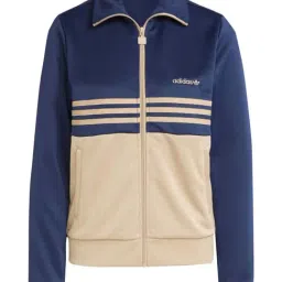 Adidas Originals Blue & Beige Regular Fit Color-Block Sports Jacket image 3