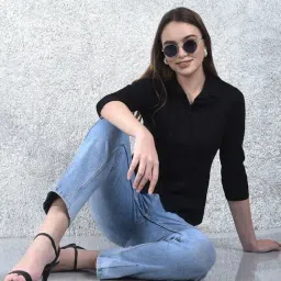 Crimsoune Club Black Solid Three-Quarter Sleeves Shirt image 5