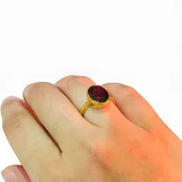 elitemart Gold-Plated Brass Garnet Finger Ring-picture-11