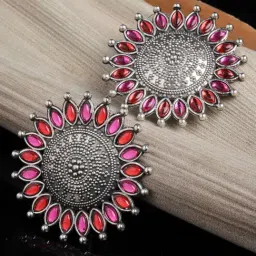 Panash Circular German Silver Stud Earrings-picture-31