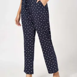 Dreamz By Pantaloons Navy Cotton Comfort Fit Print Casual Trousers image 3