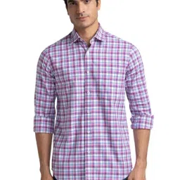 ColorPlus Red Cotton Tailored Fit Checks Shirt-picture-22