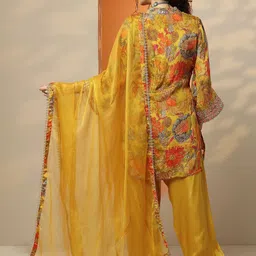 Libas Women Floral Printed Regular Mirror Work Kurta with Palazzos & With Dupatta image 5