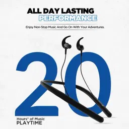 Nu Republic Rebop 3 EVO Bluetooth Wireless Neckband With Mic X-Bass IPx5 BTv5.0 Voice (Black) image 3