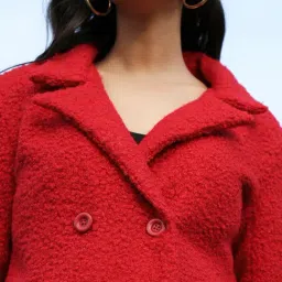 Campus Sutra Red Acrylic Regular Fit Coat image 5