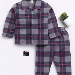 Clt.s Unisex Navy Checks Full Sleeves Shirt With Pyjamas-picture-45