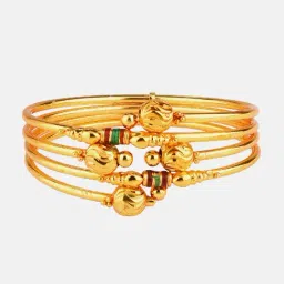 Zeneme Gold Plated Golden Enigma Bangle for Women Set of 2 image 2