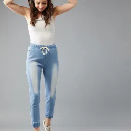 DOLCE CRUDO Light Blue Jogger Fit Trousers image 4