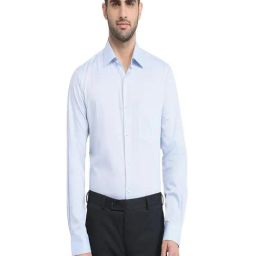 Raymond Blue Pure Cotton Slim Fit Self Design Formal Shirt-picture-35