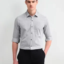 Arrow Grey Cotton Slim Fit Printed Shirt-picture-20